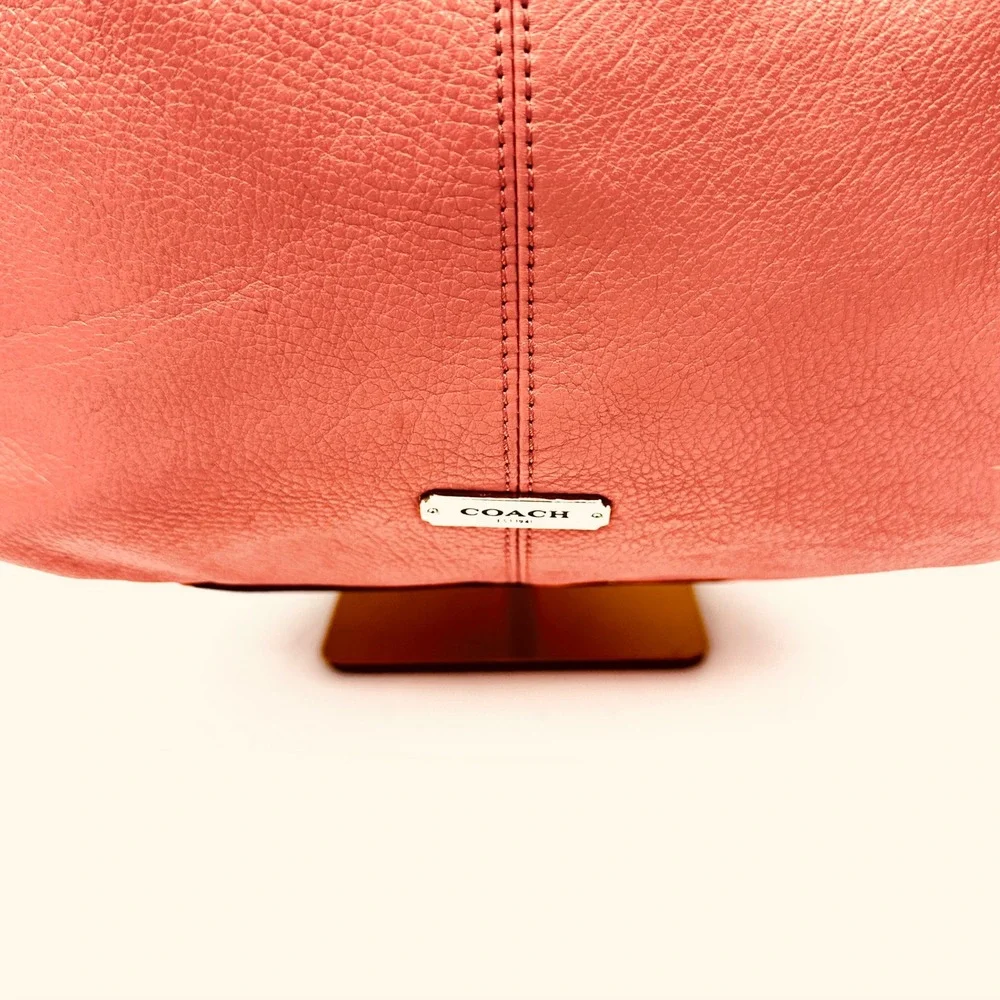 COACH Avery Coral Leather Large Hobo Shoulder Bag Tassel Purse F23309 Sienna